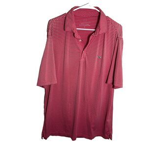 Vineyard Vines Polo Shirt Men's Large Pink Red Striped Performance Golf Top